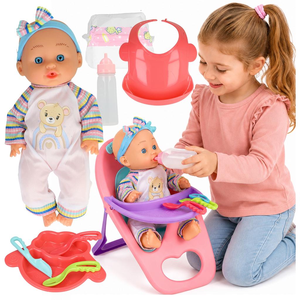 [PACZB] Baby doll with feeding accessories and seat Z3410