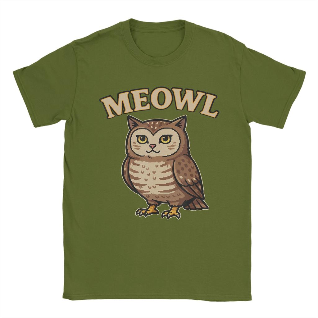 Meowl Funny Meow Cat Owl Brainrot Meme Unisex T Shirts Funny Tee Shirt Short Sleeve Crewneck TShirt 100 Cotton Gift Idea Clothes