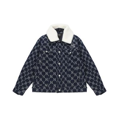 MLB Vintage Floral Removable Fur Collar Jacket Unisex Jackets Deep-Navy-Blue 3ADKM0124-50NYD