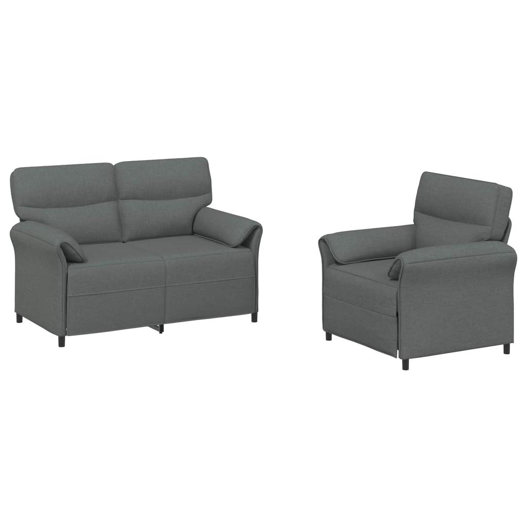 Sofa Set 2 pcs. Dark Grey Fabric