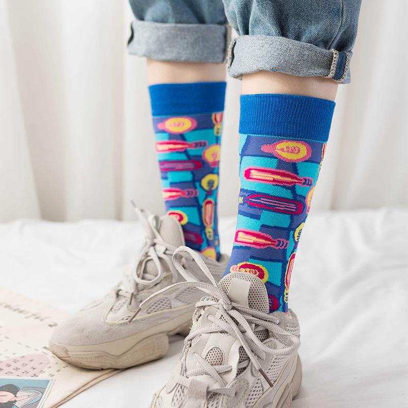 Cartoon Anime Women's Cotton High-top Mid-calf Retro Casual Sports Socks