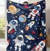 Útulná deka astronauta - Měkký flanelový fleece Vesmírný tématický přehoz Planety Celoroční přehoz Postel Pohovka Cestování Kempování Dekorace pokoje