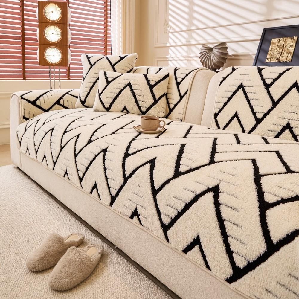 Modern Minimalist Plush Sofa Mat All Season Thickened Non-Slip Seat Cushion Sofa Cover Furniture Protector Living Room Couch