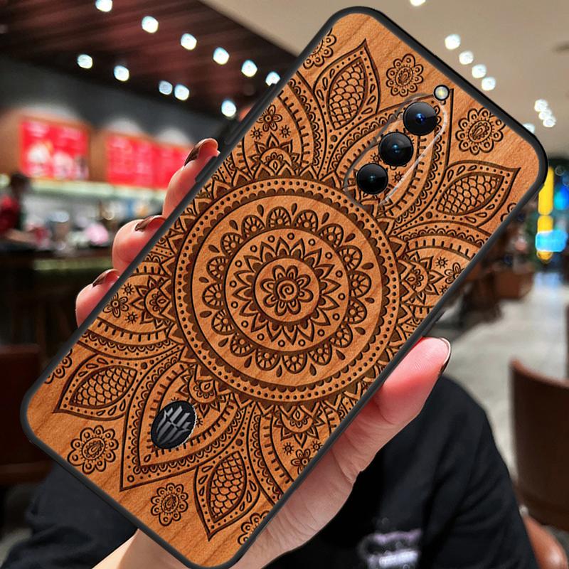 Mandala Floral Wood Case For ZTE Nubia Red Magic 8S 9S 10S 8 9 10 Pro Plus 6S 7S 6 7 Pro 5G 6R 11 Pro Plus Cover