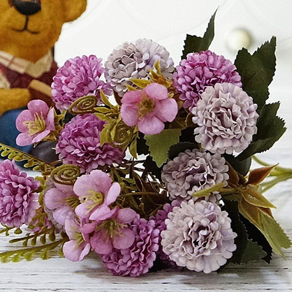 European Style Artificial Lilac Flowers Carnations Rose Wedding Flower Decor Small Bundle Soft Home Decoration Flowers