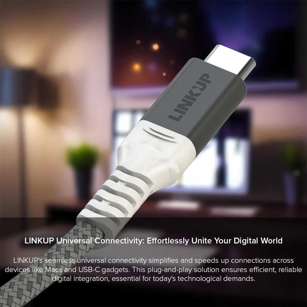 LINKUP USB Cable 80Gbps Thunderbolt 240W PD Display Data Transfer for iPad iPhone Samsung and More – 4.0 Ver.2 (120cm White) 5/4/3 Compatible,