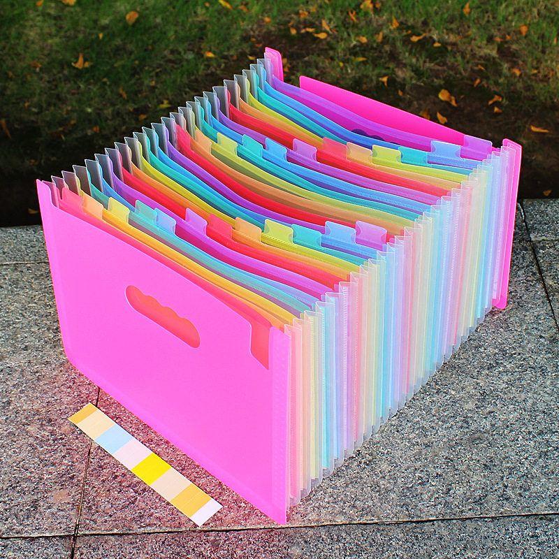 Retractable File Holder Vertical Satchel Folder A4 Paper Test Paper Classification Multi-Layered Material Desktop Storage Storage Clip