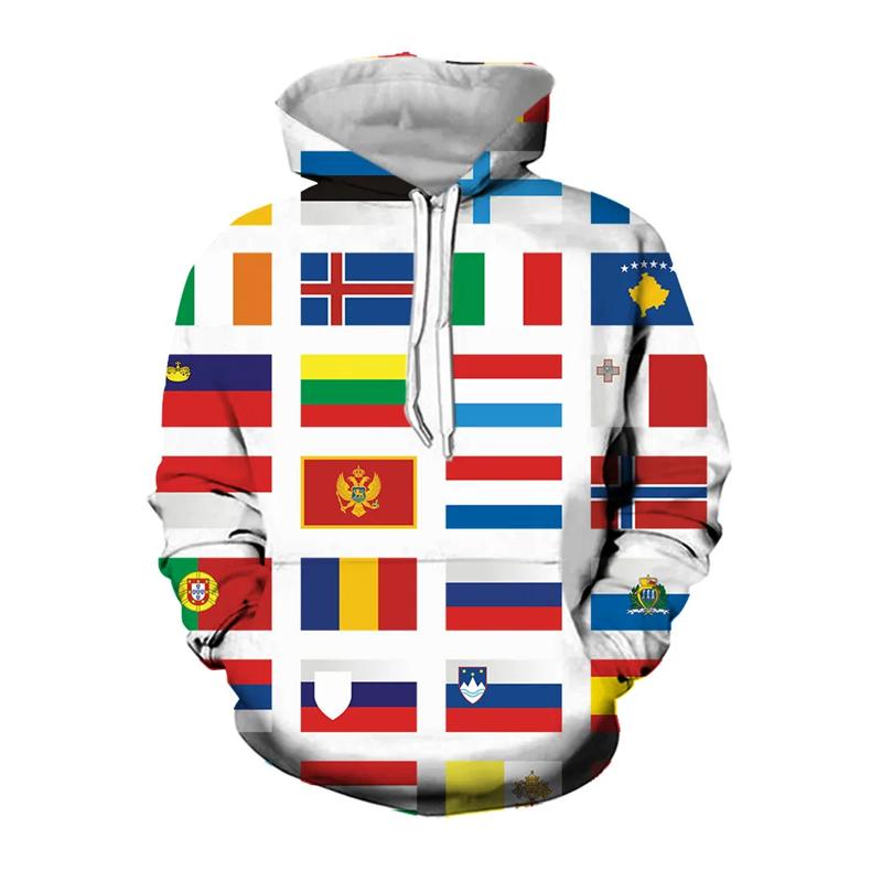 Hanorace grafice cu steagul țărilor lumii Hanorace casual pentru bărbați Îmbrăcăminte de vacanță Pulovere de stradă Pulovere amuzante pentru femei Trening Top