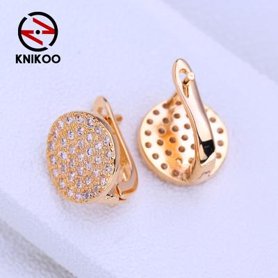 Geometry Clip Earrings For Women Fashion Cubic Zirconia Round Stud Earrings Jewelry For Wedding Party Gifts
