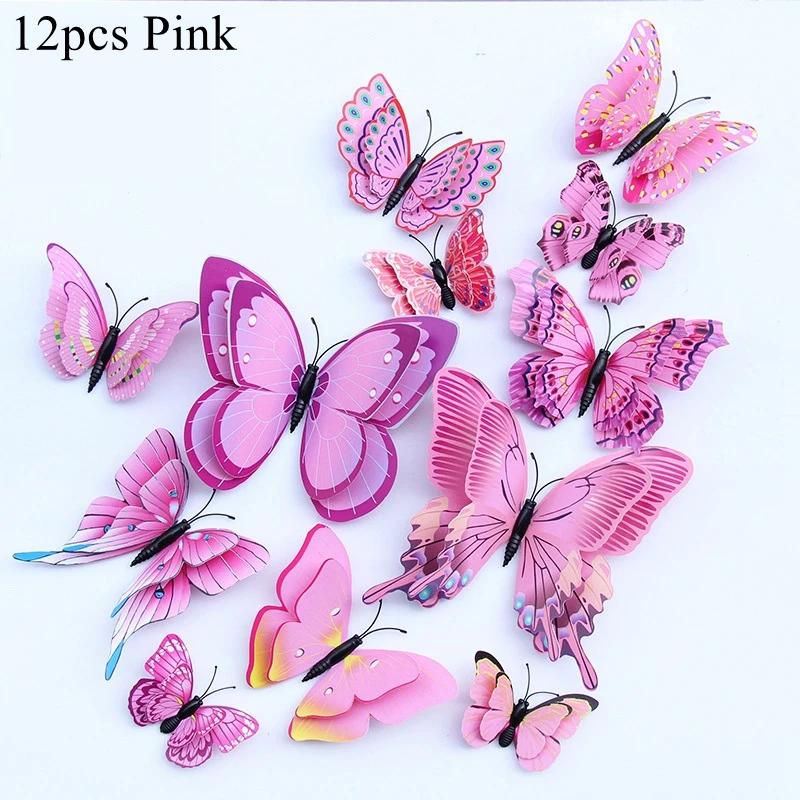 

3D Butterfly Wall Stickers Decor Butterflies for Wedding Decoration Magnet Fridge Decals Decoration Sticker Pvc Color Sticker