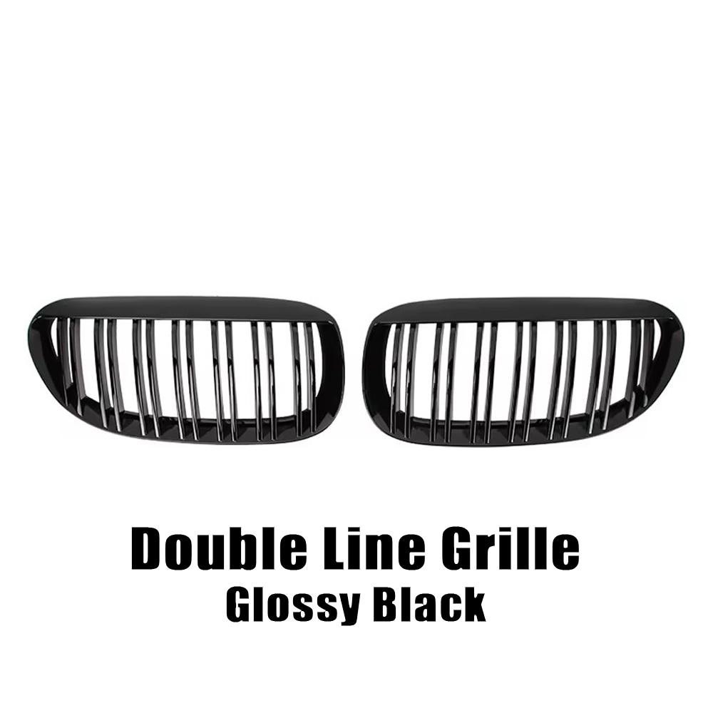For BMW 6-Series E63 E64 2004-2010 Glossy Black Single Line Style Car Front Bumper Grilles Matte Racing Grill Accessories