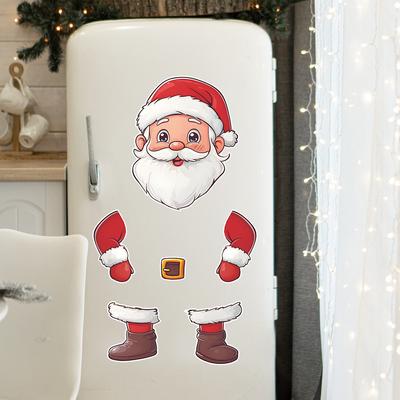 Babbo Natale Cartone Animato Adesivo per Frigorifero Cucina Casa Abbellimento Adesivo da Parete Autoadesivo