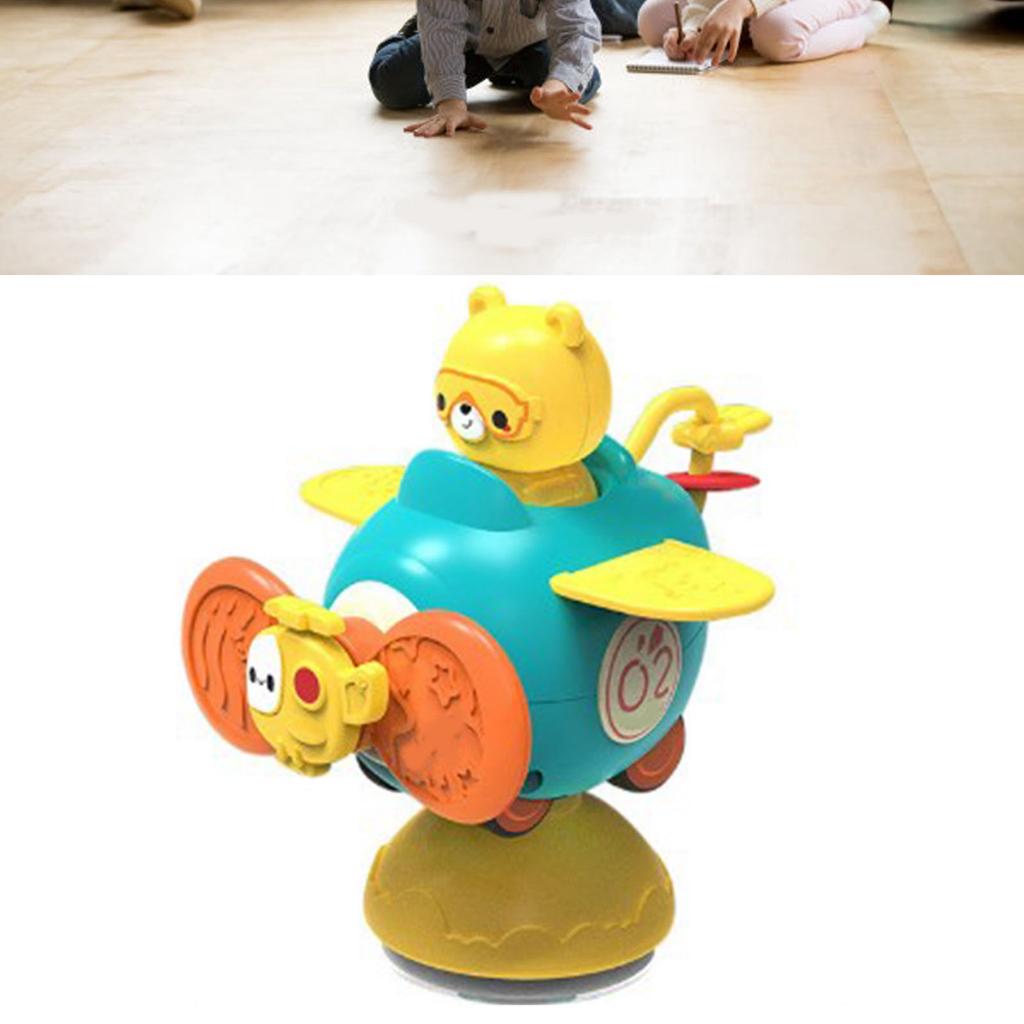 Suction Cup Rotation Toy Detachable Baby Cartoon Car Infant Rotary Top Sensory Toy for Bathing