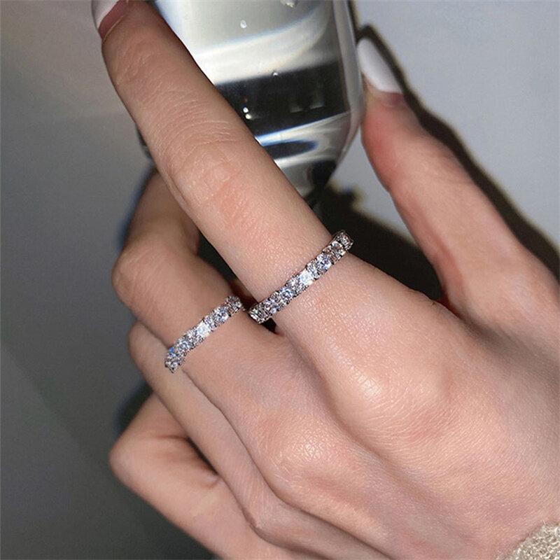 Inel cu zircon Inele de oțel inoxidabil cu zirconiu clasic Moda de lux Femei Inele cu personalitate Fete Norocoase Cadouri pentru petrecere de nuntă