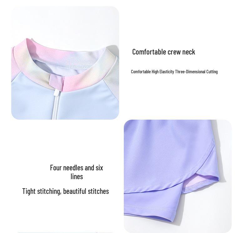 2025 New Style Girls' Sun Protection Two-Piece Swimsuit with Long Sleeves for Kids