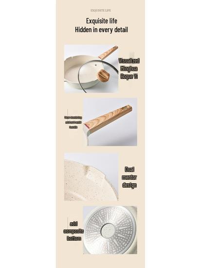 Thickened Maifan Stone Non-Stick Flat Bottom Wok for Induction & Gas Stoves - Ideal for Steak and Stir-Fry