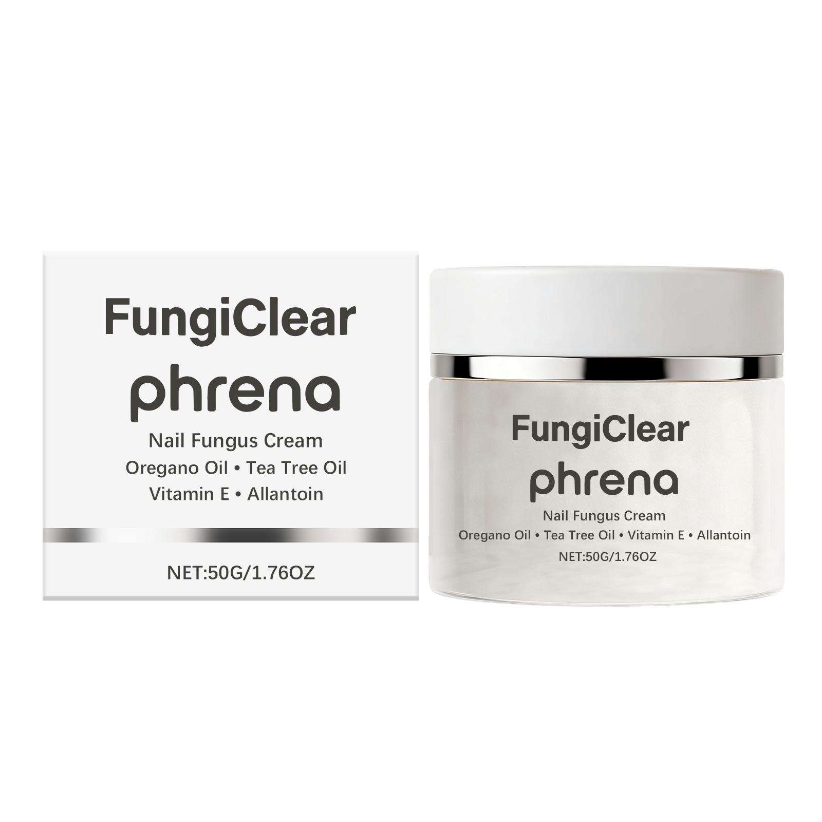 

FungiClear Крем для ухода за ногтями на руках и ногах, Натуральная формула Phrena с маслом чайного дерева, маслом орегано, витамином E и аллантоином, 60 мл 50g