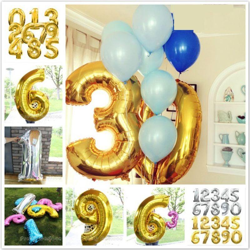 Elegant 40 Inch Gold And Silver Number Foil Balloons For Kids Birthday Parties