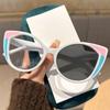 Women's Fashion Cat-Eye Photochromic Reading Glasses Neutral Personality High-Definition Anti-Blue Light Presbyopia Glasses