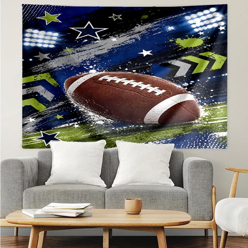 American-football Print Tapestry, Backdrop, Easy Setup, Ideal for Bedroom, Office & Living Room, with Aesthetic Wall Hanging Decor.