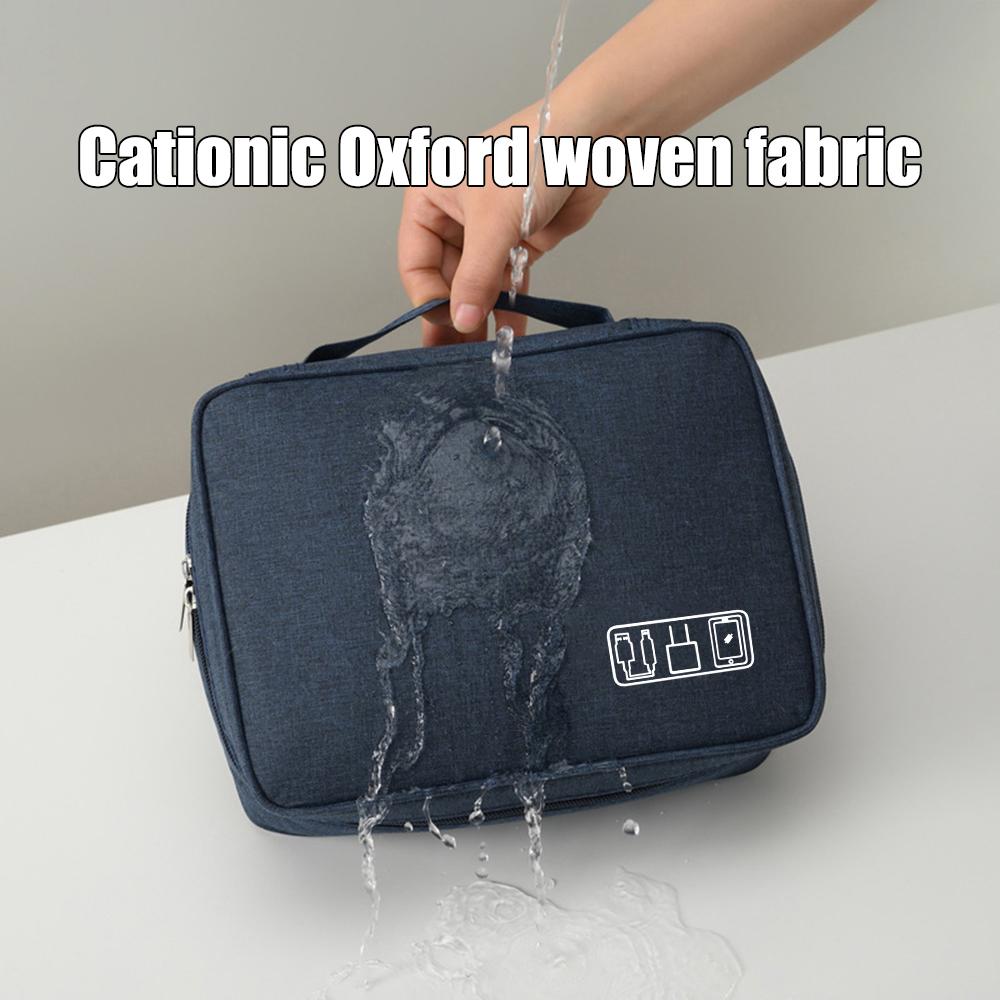 Black Oxford Cloth Electronic Accessory Storage Bag, Cube Travel Bag, Portable Data Cable Headphone Organizer Bag Office Suppli