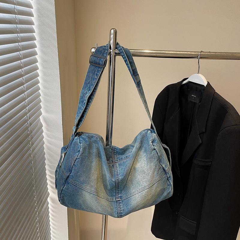 Geantă Crossbody din Denim Femei Geantă de Umăr Retro Capacitate Mare Geantă de Călătorie