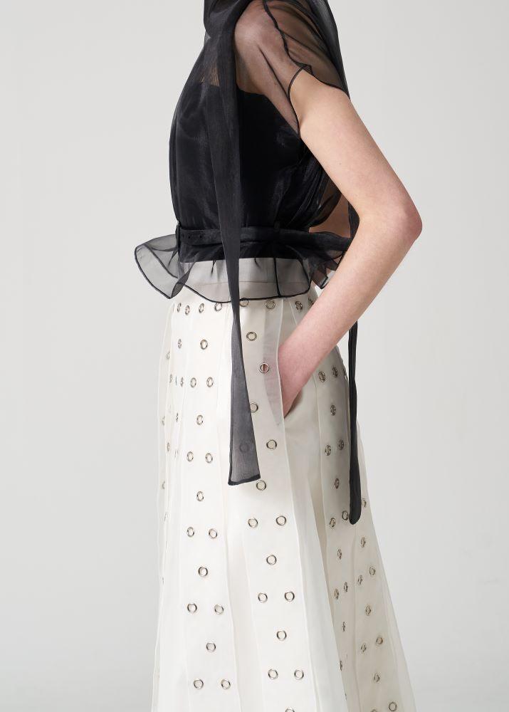 Seutyudiopolaenkeompeoni Organza Belted Top