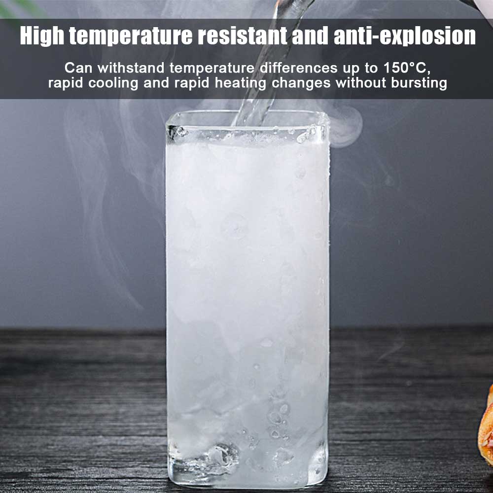 Square Glass Cup Coffee Mug Heat-Resistant Water Cups Wine Glass Transparent Tea Mug Cup for Drinking Milk Beertea Juice Dessert