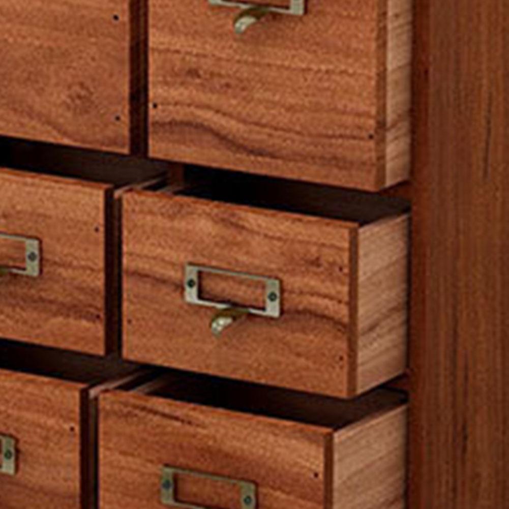Desk Drawer Organizer Wooden Vintage Apothecary Cabinet with 12 Drawers with Label Slot & Metal Handle for Home Office Dresser B