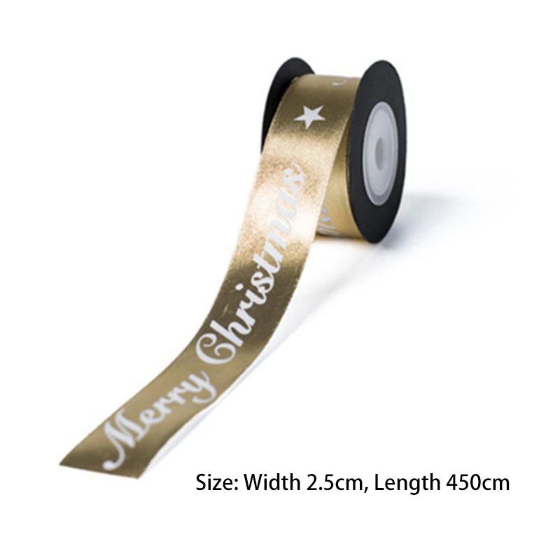 5yards 25mm Christmas Ribbon Printing Ployester Ribbon For Handmade Bow Christmas Decorations DIY Gift Wrapping