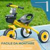 Kids Trike, Tricycle, with Adjustable Seat, Basket, Bell, for Ages 2-5 Years - Yellow