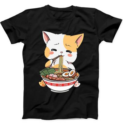 Ramen Chat Anime Kawaii Neko Mignon T-shirt Cadeau Nouilles Japonaises Noir T-shirt 17