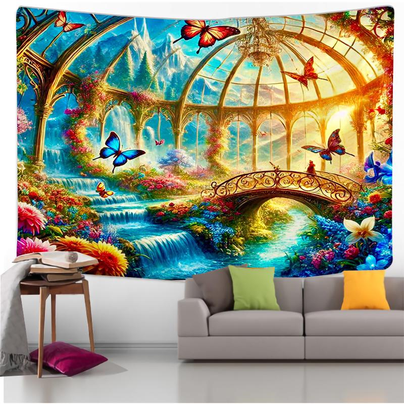 

Landscape From Window Tapestry, Aesthetic Hanging Tapestry Bedroom Office Living Room Home Decor, Wall Decoration W60H190(CM)-1 Pcs