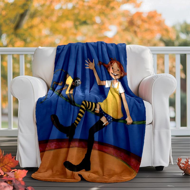 Coperta in Flanella di Pippi Calzelunghe Morbida Calda per Tutte le Stagioni, Design per Campeggio, Viaggio in Auto, Escursionismo Divano, Letto, Ufficio Regalo Perfetto per Feste