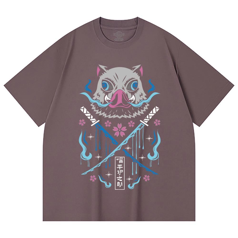 230 g/m² 100% Baumwolle Demon Slayer V97 Inosuke Aufdruck Unisex Schweres Baumwoll-T-Shirt