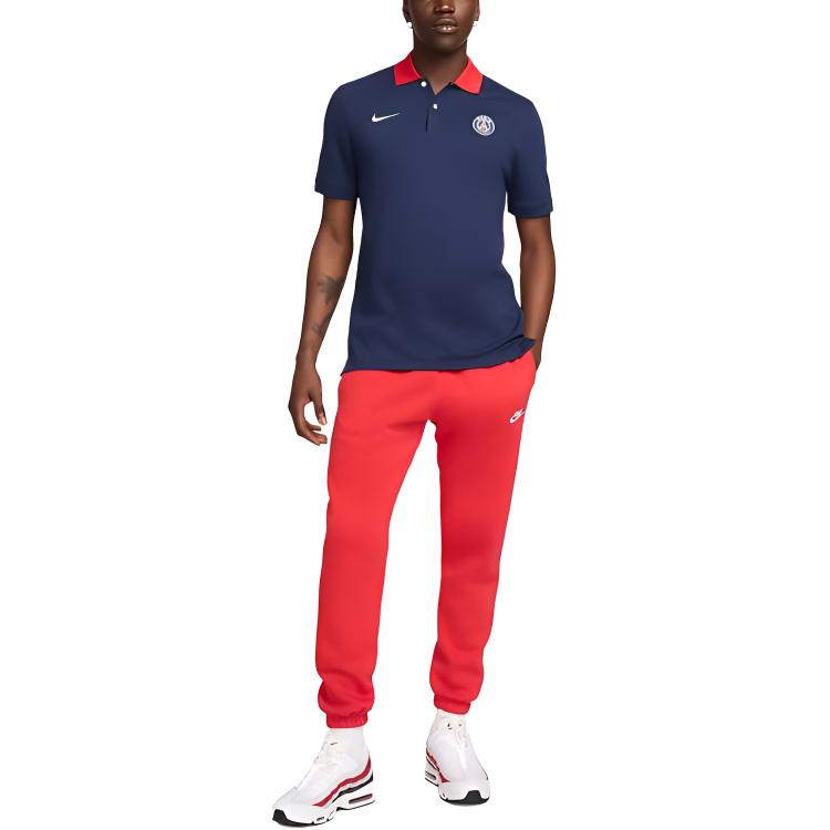 Nike Dri-FIT Soccer Polo Paris Saint-Germain Moisture-Wicking Comfortable Short Sleeve Polo Men tops Midnight-Navy FZ7245-410