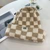 Chessboard Plaid Beanie Hat Korean Style Knitted Cap Fashion Pullover Hat  Outdoor