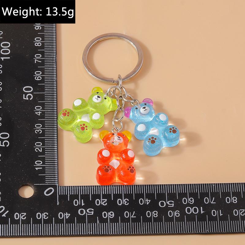 Colorful Resin 3D Bear Keychain Animal Key Rings Pendants for Women Girl Key Holder Handbag Pendants Charms DIY Jewelry Gifts