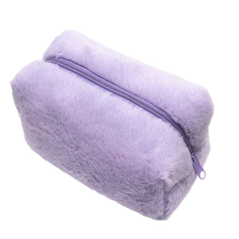 Plush Makeup Bag Soft Polyester Materials for Organizing Cosmetics Fashionable and Practical Designs for Women