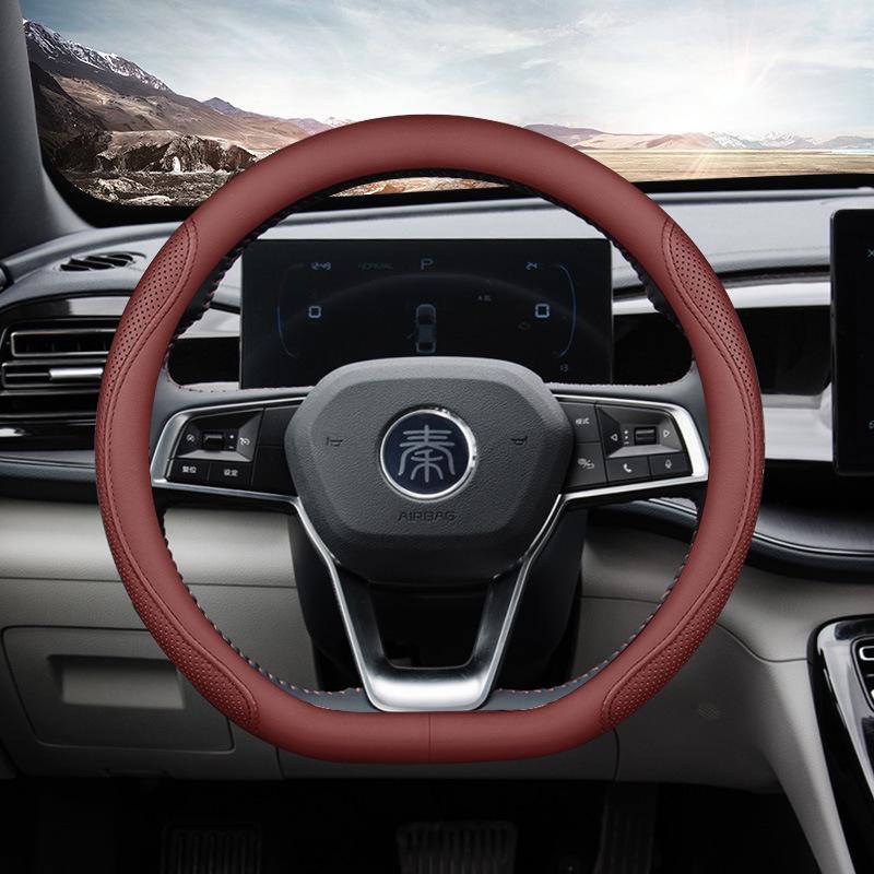 BYD Genuine Leather Steering Wheel Cover for Qin Plus/Pro, Dolphin, Han, F3, Yuan, Song Pro, Han EV, Song Max – Ultra-thin Design