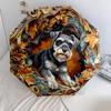 0106 Embossed Leaf Dog  Pattern, Automatic Folding Umbrella, Portable and Foldable Design, 8 Ribs, a Christmas or Birthday Gift.