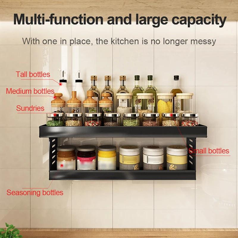 Kitchen 2-layer Shelves Seasoning Bottles Rack Utensils Household Complete Collection Storage Organizer Kitchenware Shelf Holder