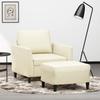 Vidaxl Armchair with Footrest, Cream, 60 Cm, Faux Leather