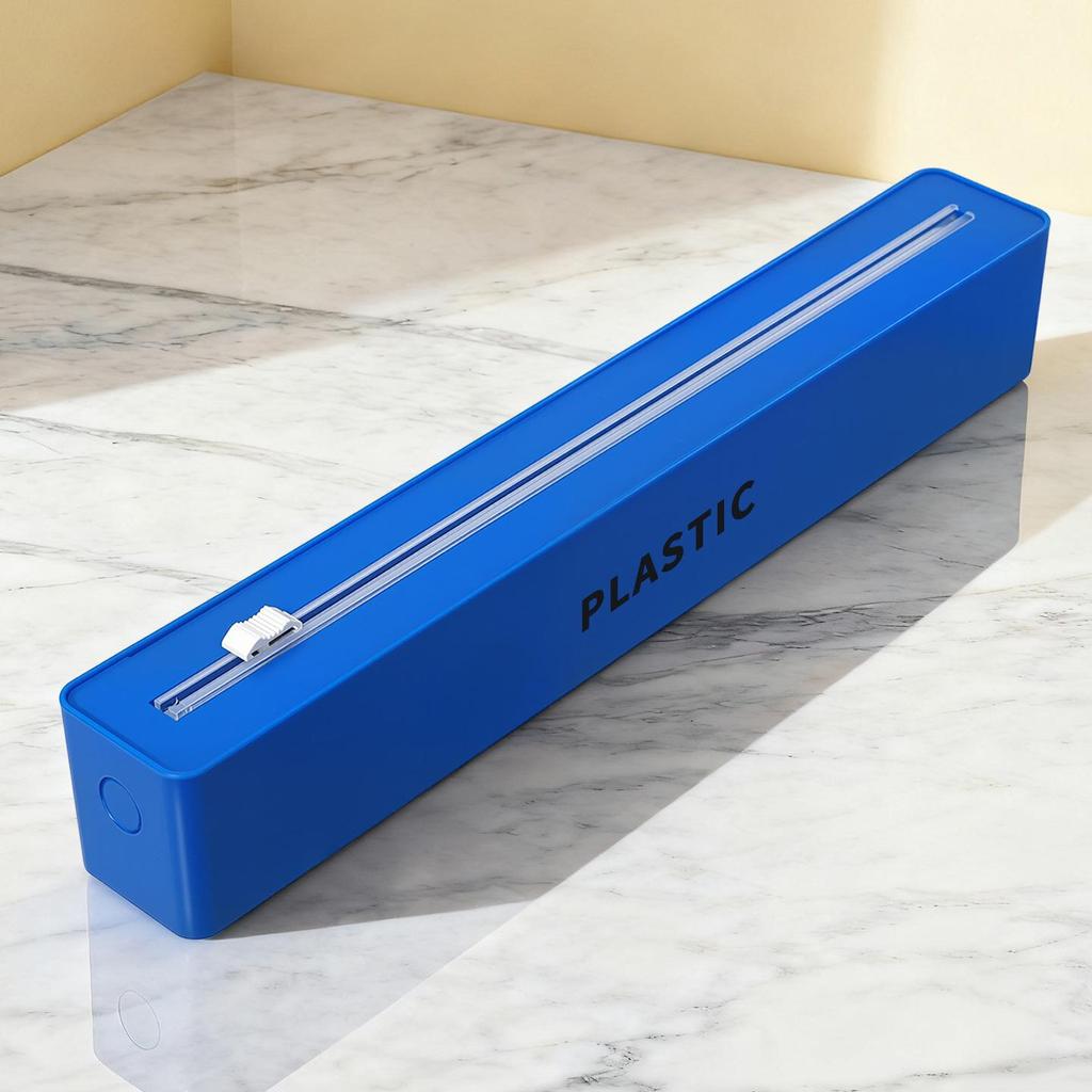 Wall-Mounted Magnetic Cling Film Cutter with Suction Cup & Two-Way Sliding Blade for Foil and Baking Paper