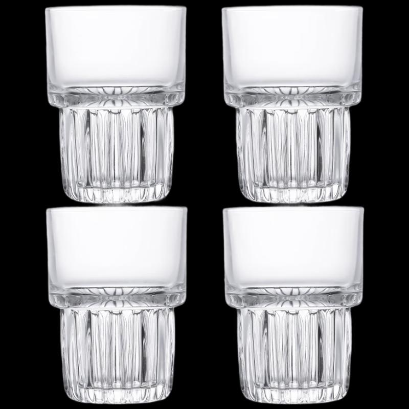Striped Stackable Glass Coffee Cups, 320ml (40-Pack)