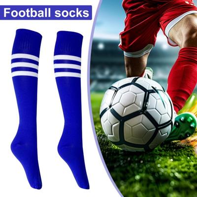 1 Pair Mid-length Socks Striped Anti-slip High Elasticity Sweat Absorption Football Cheerleader Stockings Children Knee Socks Sports School Play