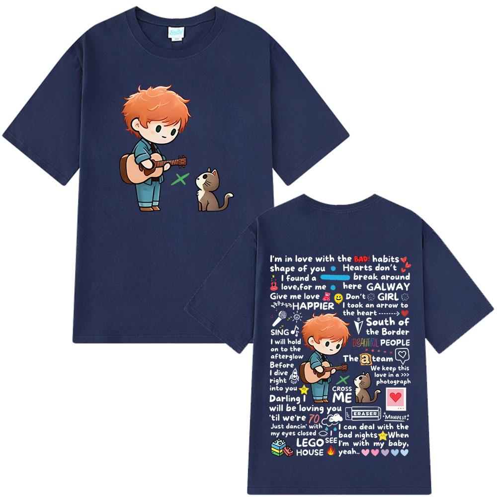 2025 Summer Ed Sheeran European Tour Graffiti Pattern Hot Sale T-Shirt Men Women  Harajuku 100% Pure Cotton Printed T-shirt Y2k