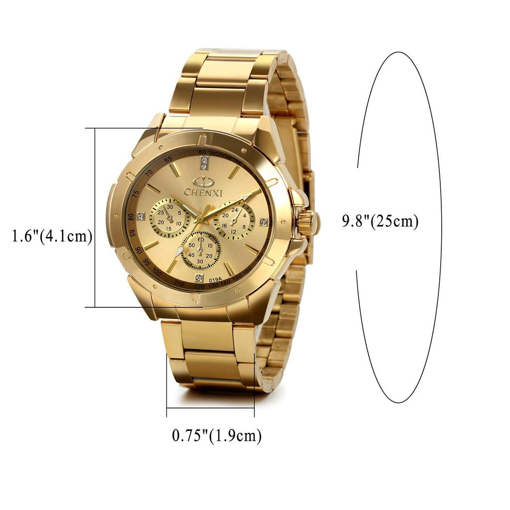 JewelryWe Analog Stainless Made In Japan Quartz Round Business Gold Men's Watch, Waterproof, Steel, Movement, Shape, Formal, Fashion, Men's