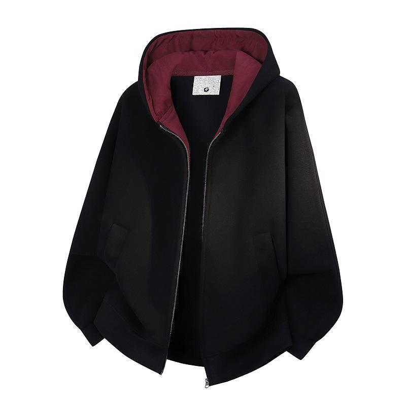 Мужской оверсайз кардиган-худи тяжелый, трансграничный - Осенний повседневный, унисекс, студенческий дизайн S чёрный