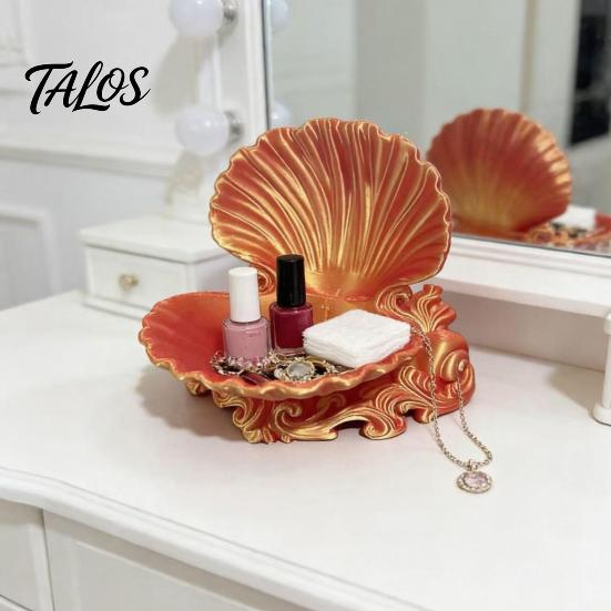 One-piece Molded Tray 3D Printed Shell Jewelry Tray, Decorative Desktop Storage Organizer for Dressing Trinket Dish Table, Opening Rings Earrings And